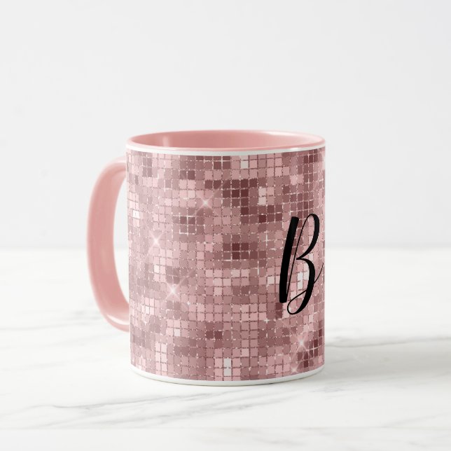 Sparkly Rose Gold Pink Luxury Sparkle Mug (Front Left)
