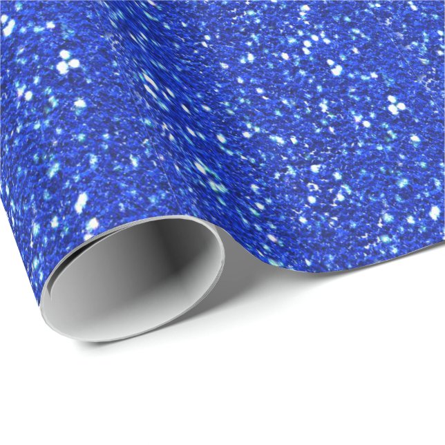 Sparkly Royal Blue Faux Glitter Look Wrapping Paper (Roll Corner)