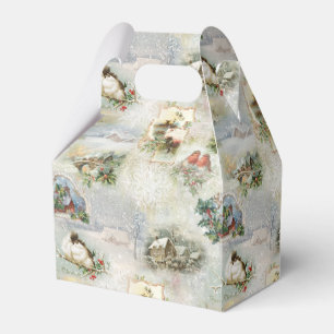 Sparkly Rustic Christmas Winter Scenes Collage Favor Box