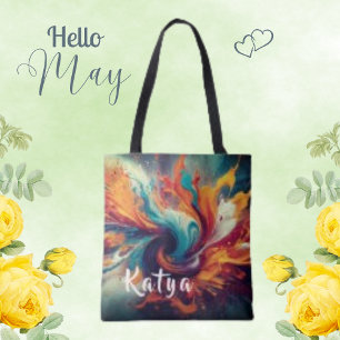 Sparkly Scattered Ink Abstract and Personalized Tote Bag
