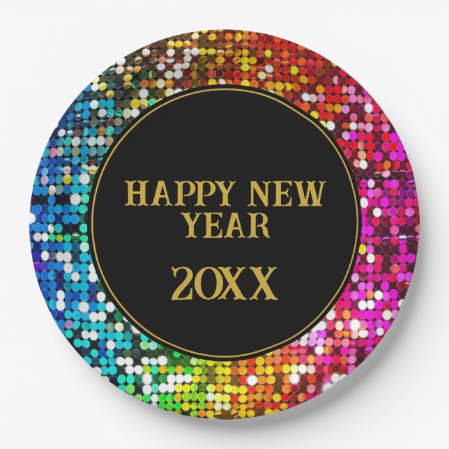 Sparkly Sequins Custom Party Paper Plate (Front)