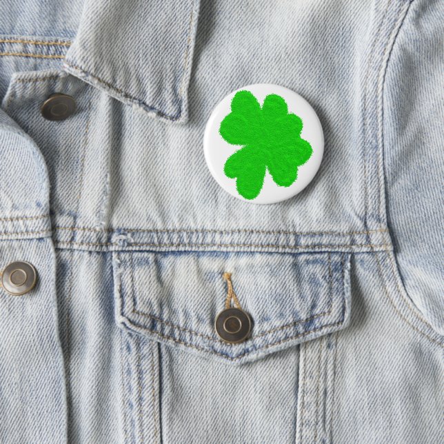 Sparkly shamrock lucky clover St. Patrick's Day 2 Inch Round Button (In Situ)