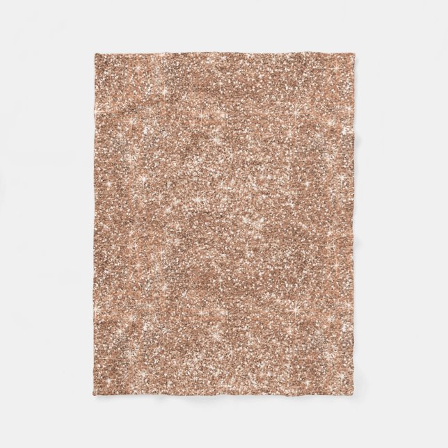 Sparkly Shiny Glitter Rose Gold Fleece Blanket (Front)