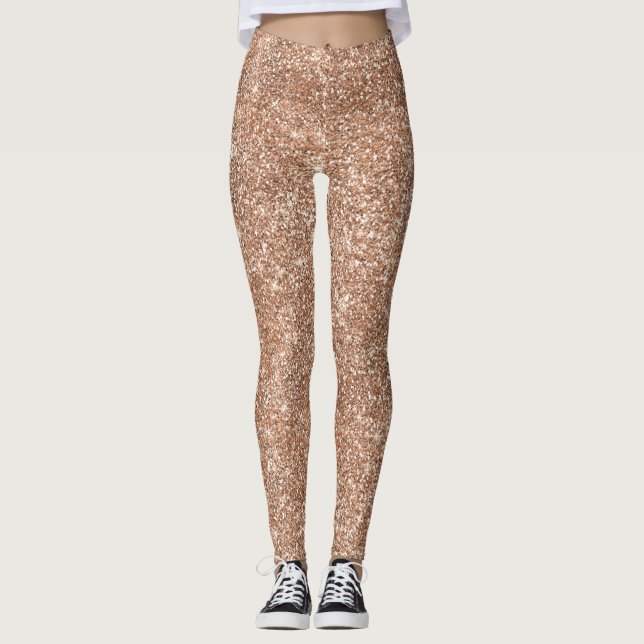 Sparkly Shiny Glitter Rose Gold Leggings (Front)