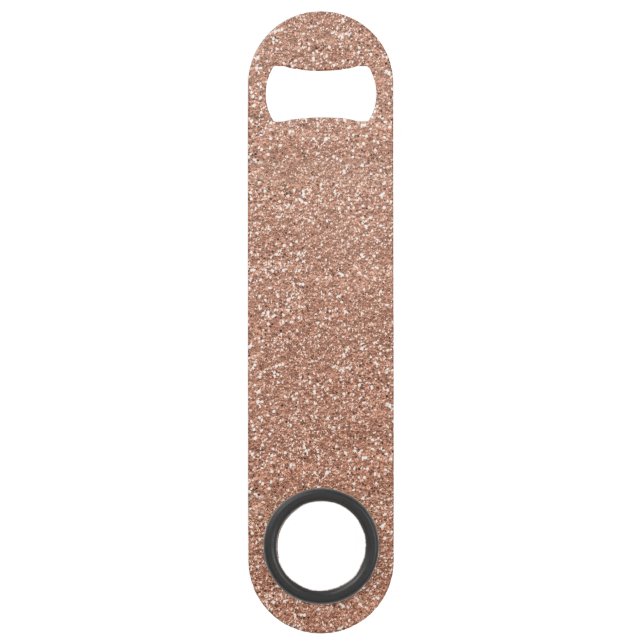 Sparkly Shiny Glitter Rose Gold Speed Bottle Opener (Front)