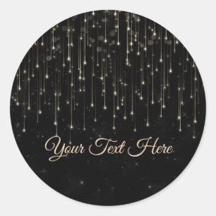 Sparkly Shooting Stars Black Chic Engagement Party Classic Round Sticker