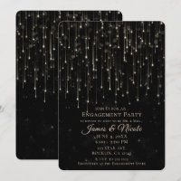 Sparkly Shooting Stars Black Chic Engagement Party