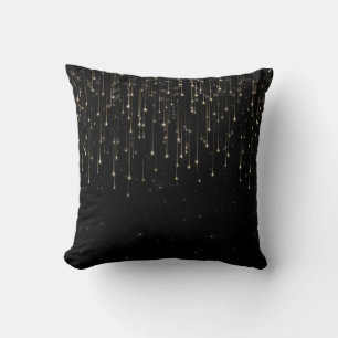 Sparkly Shooting Stars Black Chic Engagement Party Throw Pillow