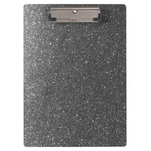 Sparkly Silver Black Glitter Teachers Classroom Clipboard