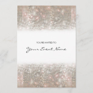 Sparkly Silver Faux Sequins Festive Party Invitation