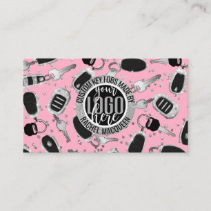 Sparkly Silver Glitter Key Fob Crafter Logo  Busin Business Card
