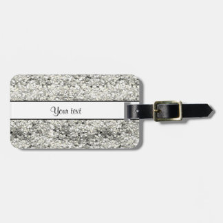 Sparkly Silver Glitter Luggage Tag