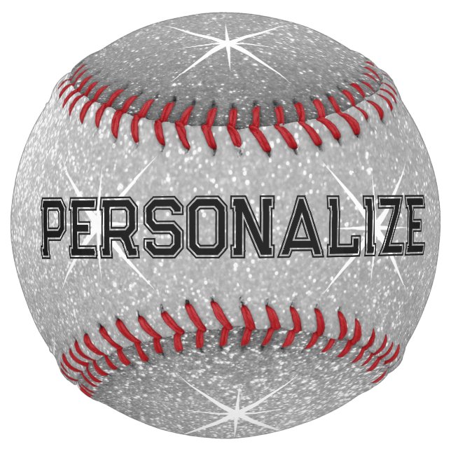 Sparkly silver glitter personalized softball gift (Back)