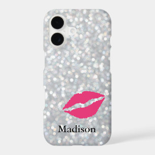 Sparkly Silver iPhone 7 Case with Lips