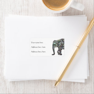 Sparkly silver mosaic glitter Elephant Label