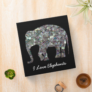 Sparkly silver mosaic glitter Elephant Personalize Binder