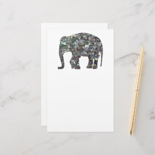 Sparkly silver mosaic glitter Elephant Stationery