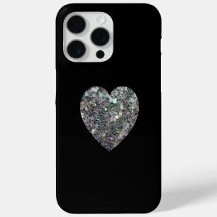 Sparkly silver mosaic glitter Heart iPhone 15 Pro Max Case