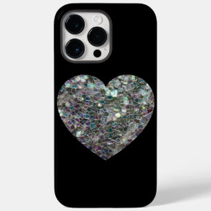 Sparkly silver mosaic glitter Heart Case-Mate iPhone 14 Pro Max Case