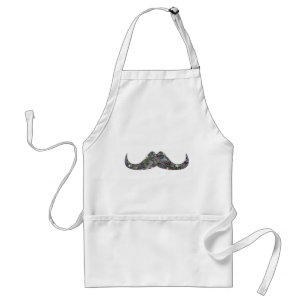 Sparkly silver mosaic glitter Moustache Customize Standard Apron
