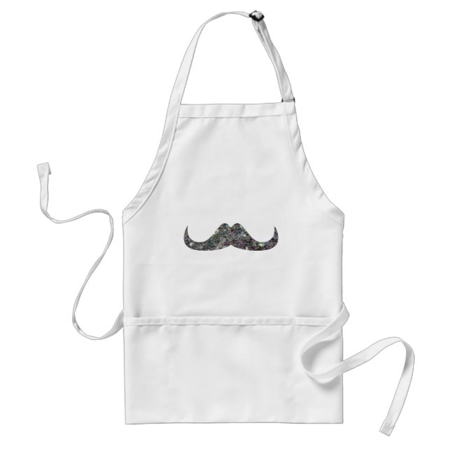 Sparkly silver mosaic glitter Moustache Customize Standard Apron (Front)