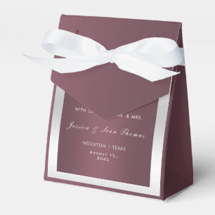 Sparkly Silver Rings & Burgandy Wedding Favor Box