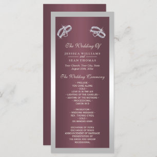 Sparkly Silver Rings & Burgandy Wedding Programme