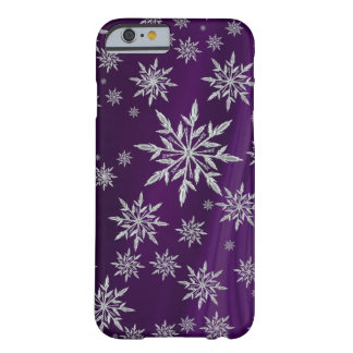 Sparkly Silver Snowflakes on Purple Barely There iPhone 6 Case