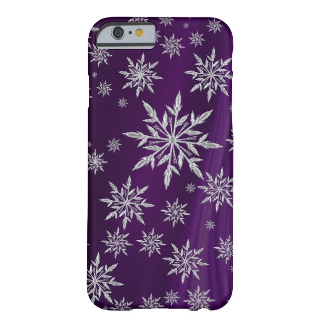 Sparkly Silver Snowflakes on Purple Case-Mate iPhone Case (Back)
