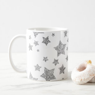 Sparkly Silver Stars Christmas holidays pattern Coffee Mug