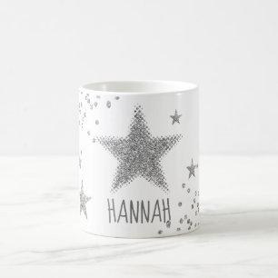 Sparkly Silver Stars Personnalised Coffee Mug