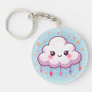 Sparkly Smiling Cloud – Kawaii Pastel Keychain