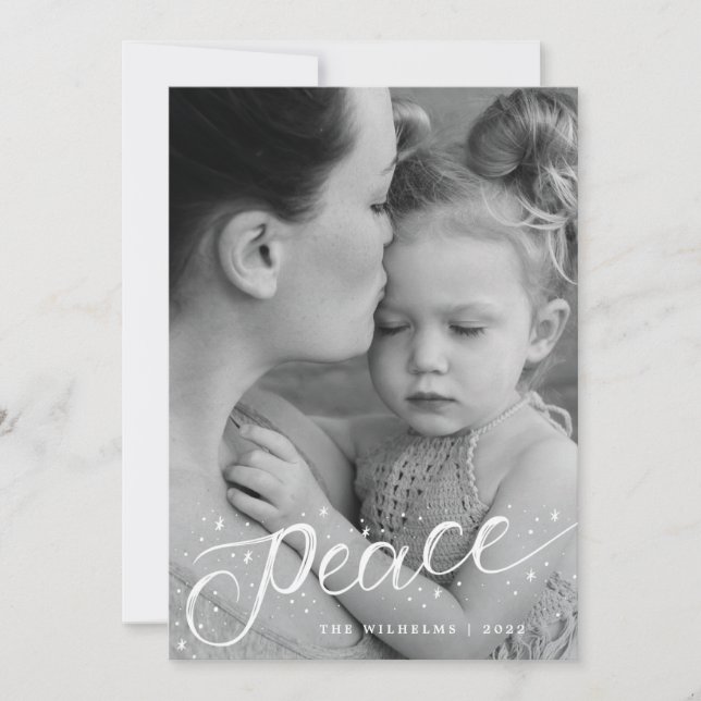 sparkly snow peace holiday card (Front)