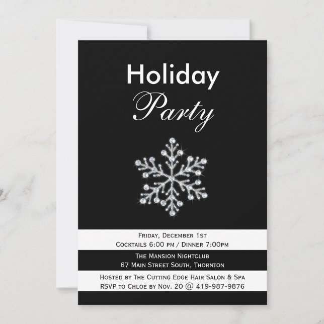 Sparkly Snowflake Entreprise Fête Invitation (Devant)