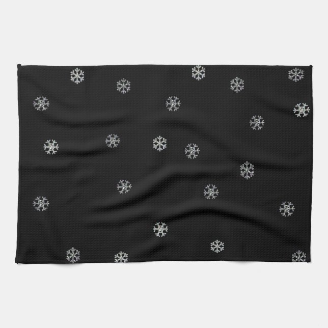 Sparkly Snowflakes Kitchen Towel (Horizontal)