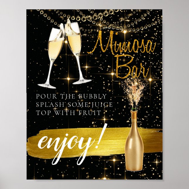 Sparkly So Elegant Bridal Brunch Mimosa Bar Sign (Front)