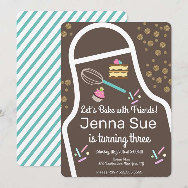 Sparkly Sprinkle Cupcake Decorating Birthday Invitation (Front/Back)
