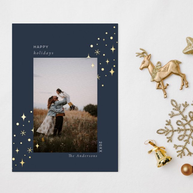 Sparkly Stars Foil Holiday Photo Card (Creator Uploaded)