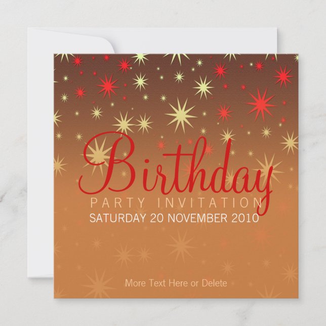 Sparkly Stars Party Birthday Invitation (Front)
