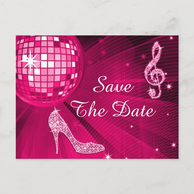 Sparkly Stiletto Heel 15th Birthday Save The Date Announcement Postcard (Front)