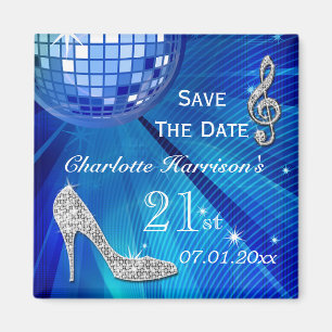Sparkly Stiletto Heel 21st Birthday Save The Date Magnet