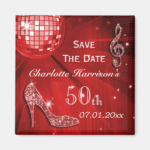 Sparkly Stiletto Heel 50th Birthday Save The Date Magnet