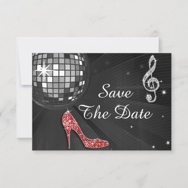Sparkly Stiletto Heel 55th Birthday Save The Date (Front)