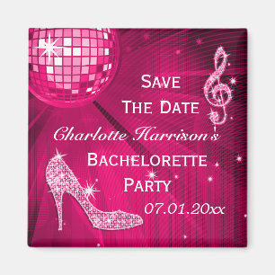 Sparkly Stiletto Heel Bachelorette Save The Date Magnet