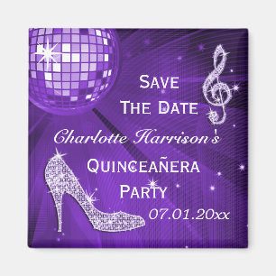 Sparkly Stiletto Heel Quinceañera Save The Date Magnet