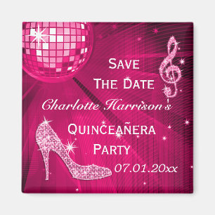 Sparkly Stiletto Heel Quinceañera Save The Date Magnet
