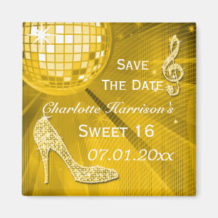 Sparkly Stiletto Heel Sweet 16 Save The Date Magnet