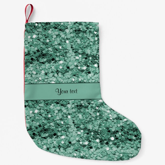 Sparkly Teal Glitter Small Christmas Stocking (Front)