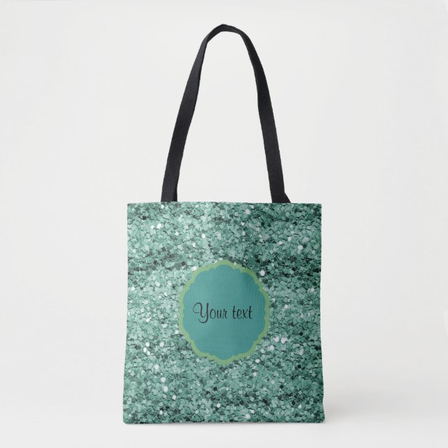 Sparkly Teal Glitter Tote Bag (Front)