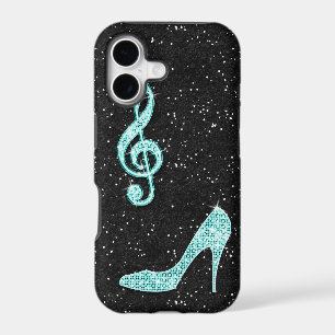 Sparkly Teal Music Note & Stiletto Heel